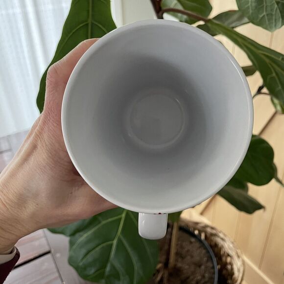 World Market Ceramic White Coffee Mug Tea Cup Red Floral Birds Pears - Picture 2 of 5